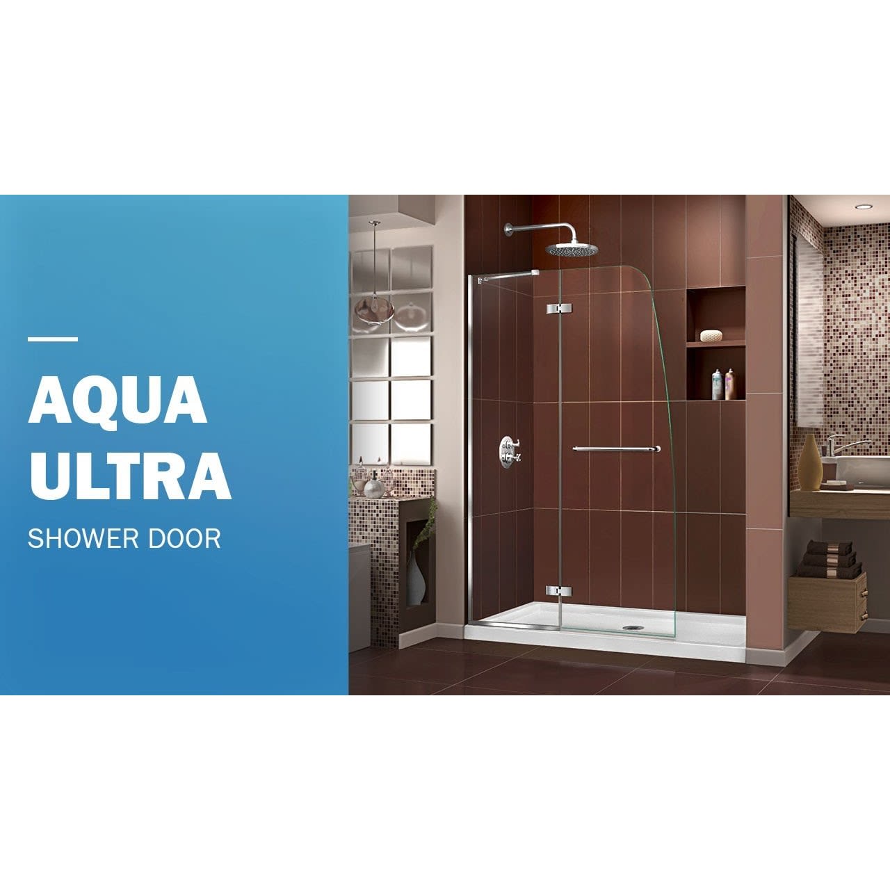 シャワーズ DreamLine Aqua Ultra 45 inch W x 72 inch H Frameless Hinged Shower
